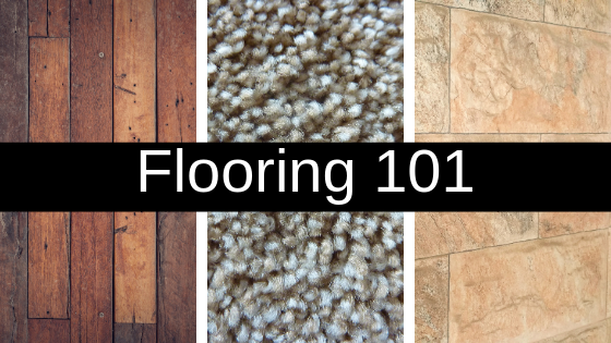 Types of Flooring (left to right: wood, carpet, and sheet vinyl)