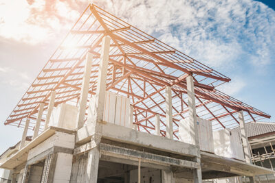 construction residential new house in progress at building site